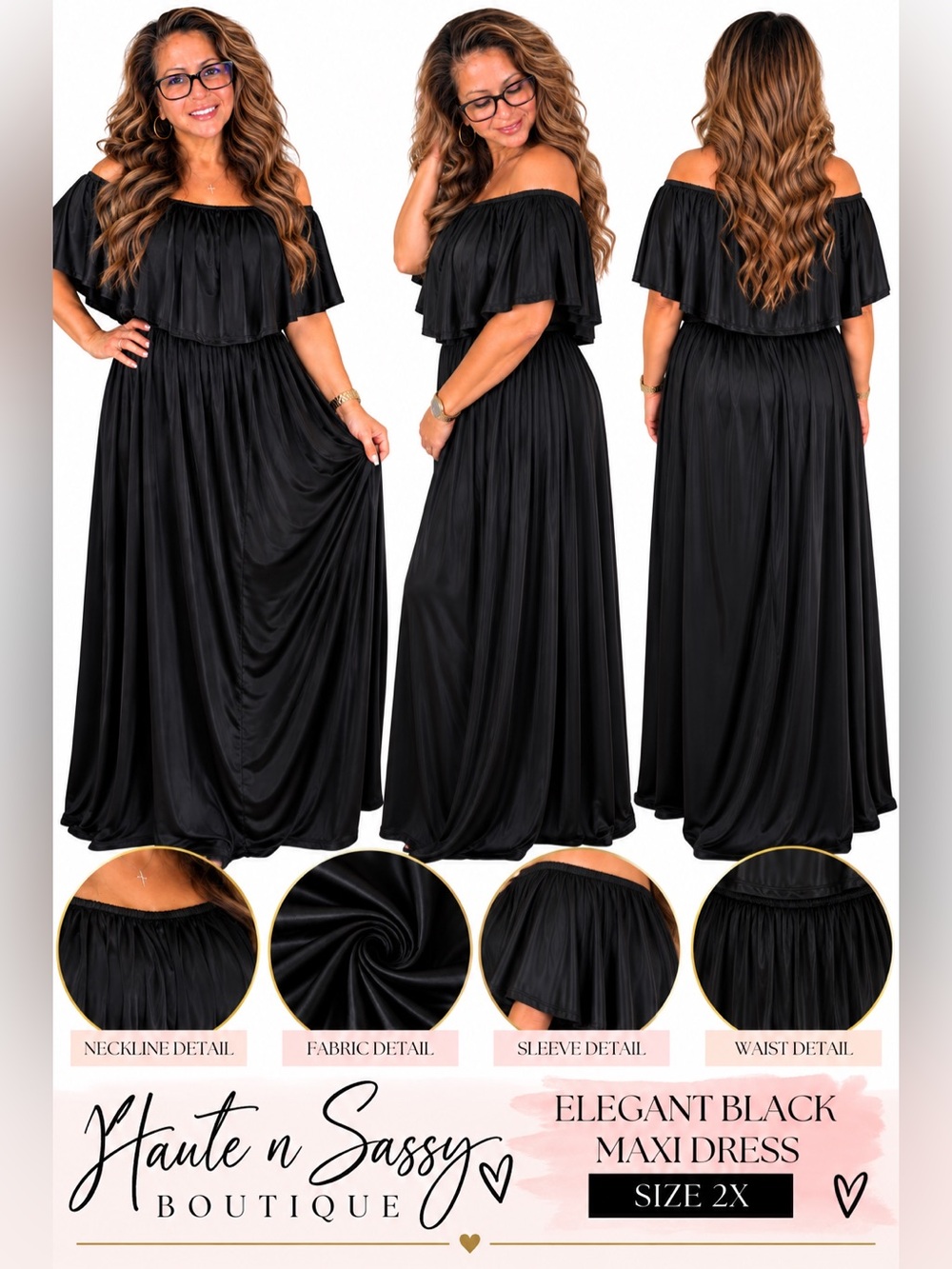 Elegant Black Maxi Dress Size 2X